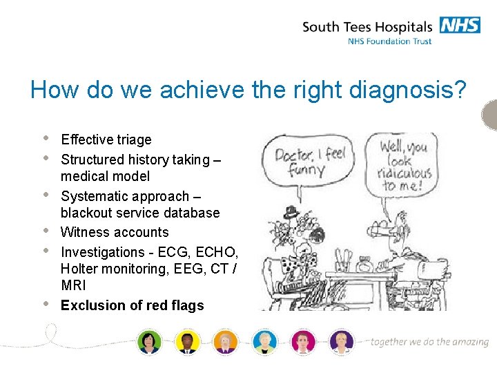 How do we achieve the right diagnosis? • • • Effective triage Structured history