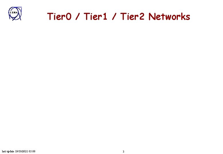 CERN last update 19/10/2021 05: 08 Tier 0 / Tier 1 / Tier 2