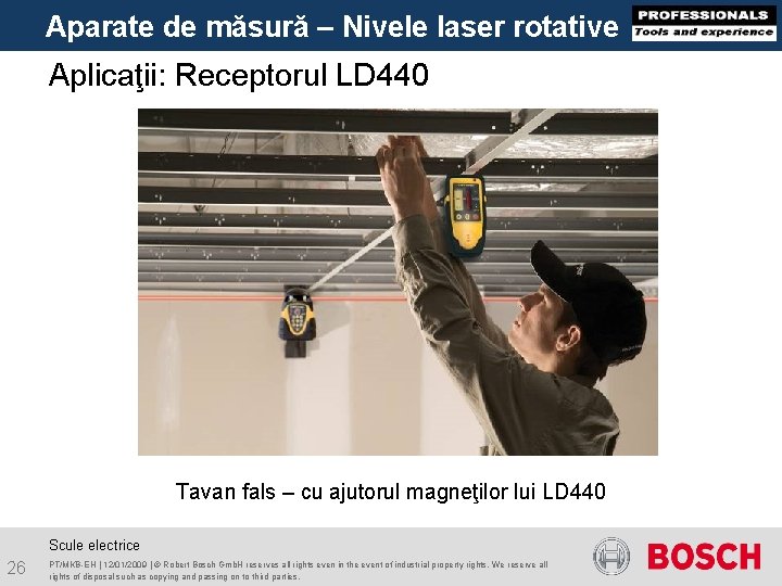 Aparate de măsură – Nivele laser rotative Aplicaţii: Receptorul LD 440 Tavan fals –