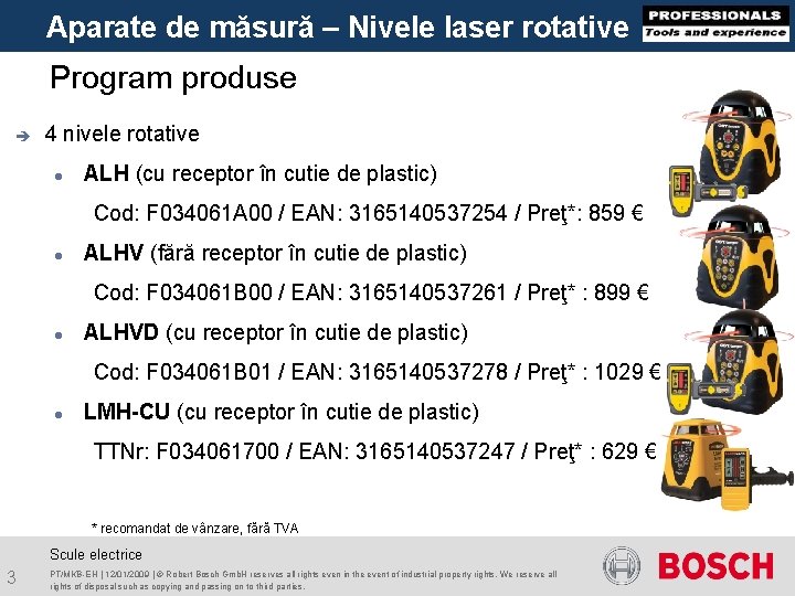 Aparate de măsură – Nivele laser rotative Program produse è 4 nivele rotative ALH