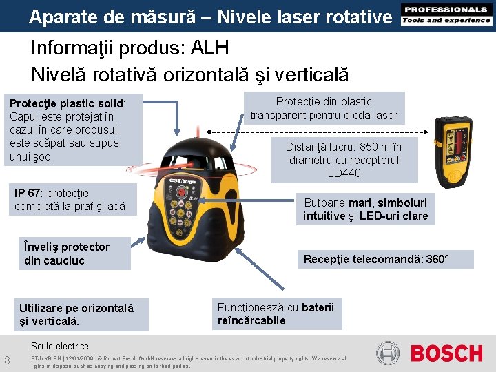 Aparate de măsură – Nivele laser rotative Informaţii produs: ALH Nivelă rotativă orizontală şi