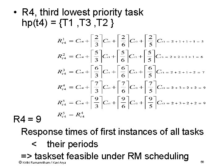  • R 4, third lowest priority task hp(t 4) = {T 1 ,