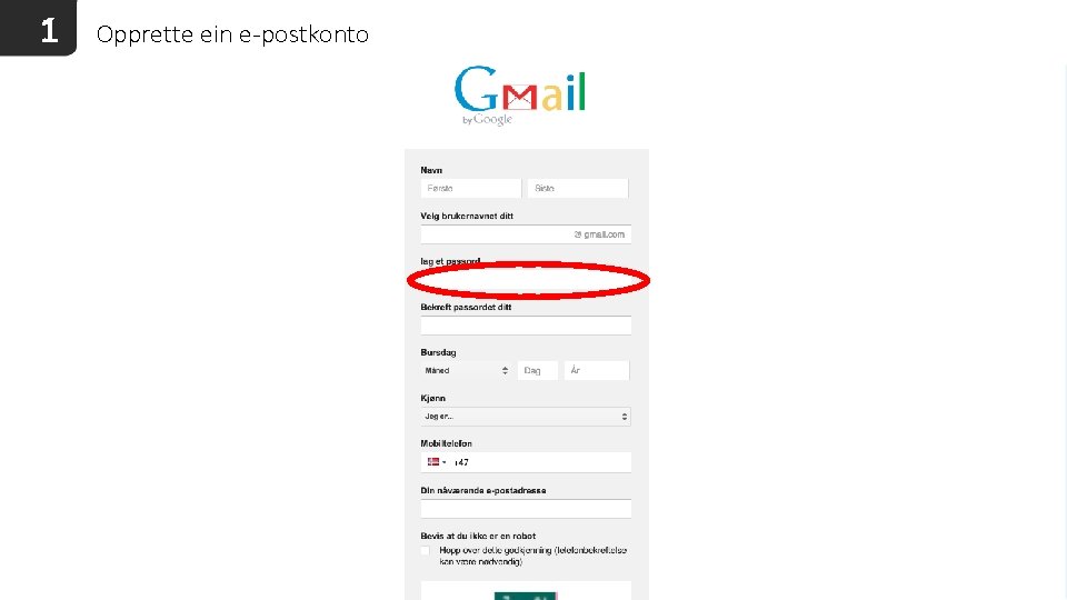 1 Opprette ein e-postkonto 