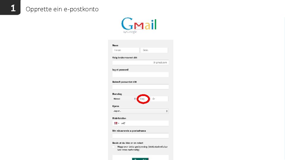 1 Opprette ein e-postkonto 