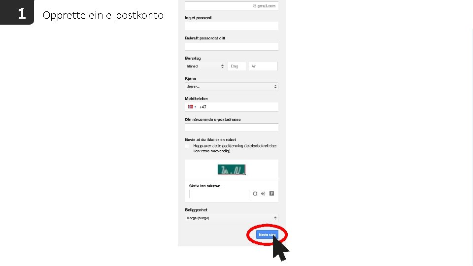1 Opprette ein e-postkonto 