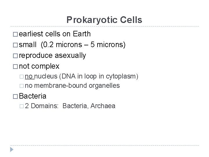 Prokaryotic Cells � earliest cells on Earth � small (0. 2 microns – 5