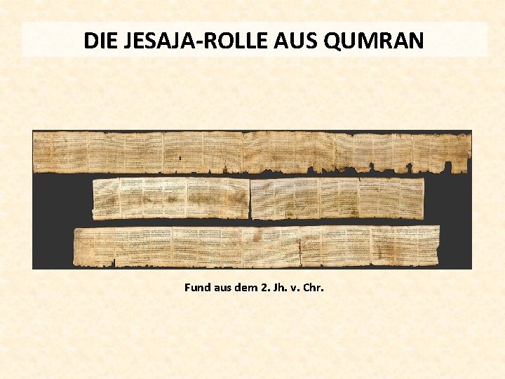 DIE JESAJA-ROLLE AUS QUMRAN Fund aus dem 2. Jh. v. Chr. 