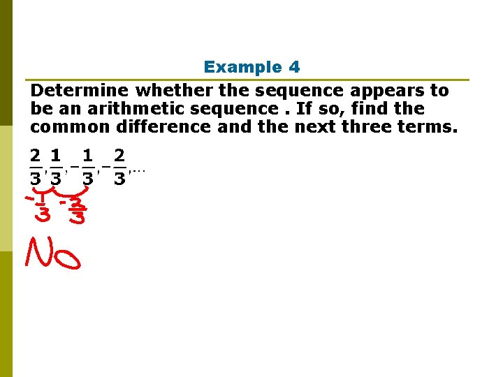 Example 4 Determine whether the sequence appears to be an arithmetic sequence. If so,