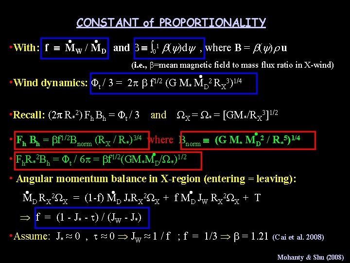 CONSTANT of PROPORTIONALITY • • • With: f MW / MD and ∫ 01