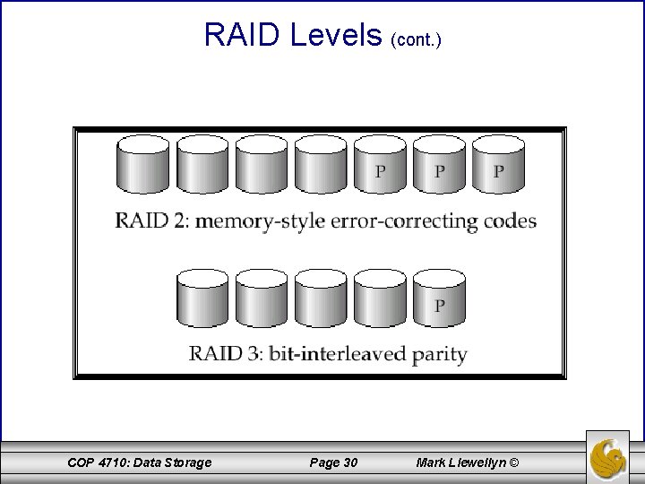 RAID Levels (cont. ) COP 4710: Data Storage Page 30 Mark Llewellyn © 