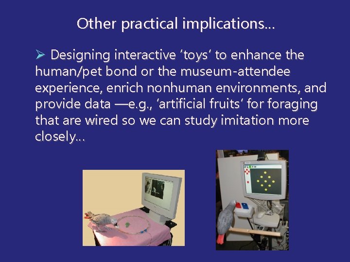 Other practical implications… Ø Designing interactive ‘toys’ to enhance the human/pet bond or the