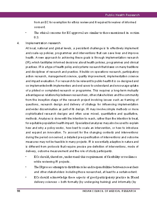 Public Health Research from an EC for exemption for ethics review and if required