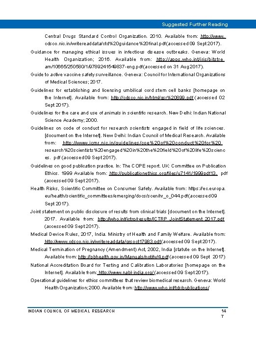 Suggested Further Reading Central Drugs Standard Control Organization. 2010. Available from: http: //www. cdsco.