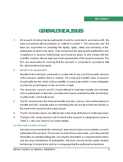 SECTION 2 GENERALETHICALISSUES 1. All research involving human participants should be conducted in accordance