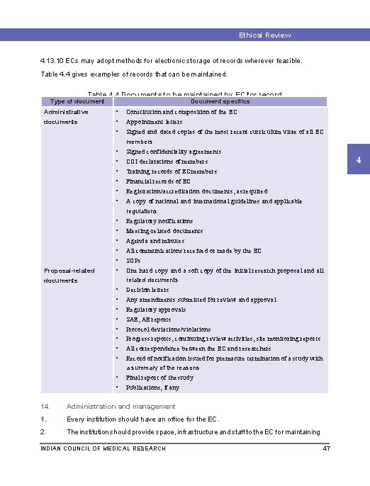 Ethical Review Procedures 4. 13. 10 ECs may adopt methods for electronic storage of