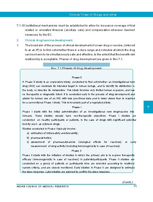 Clinical Trials of Drugs and other Interventions 7. 1. 18 Institutional mechanisms must be