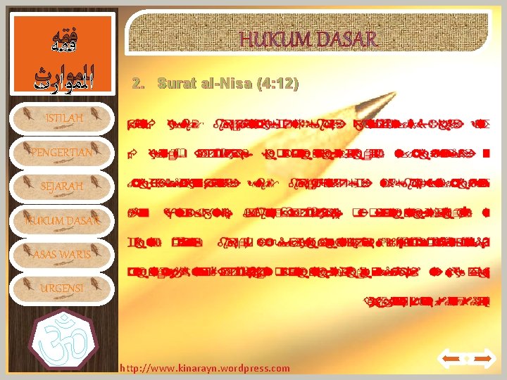  ﻓﻘﻪ ﺍﻟﻤﻮﺍﺭﺙ 2. Surat al-Nisa (4: 12) ISTILAH PENGERTIAN SEJARAH HUKUM DASAR ASAS