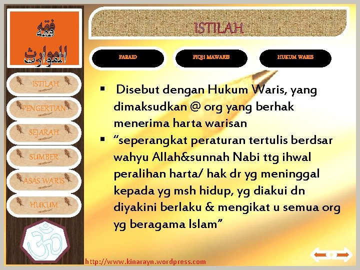  ﻓﻘﻪ ﺍﻟﻤﻮﺍﺭﺙ ISTILAH PENGERTIAN SEJARAH SUMBER ASAS WARIS HUKUM FARAID FIQH MAWARIS HUKUM