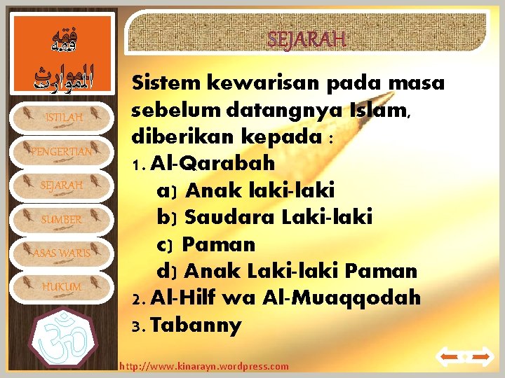  ﻓﻘﻪ ﺍﻟﻤﻮﺍﺭﺙ ISTILAH PENGERTIAN SEJARAH SUMBER ASAS WARIS HUKUM Sistem kewarisan pada masa