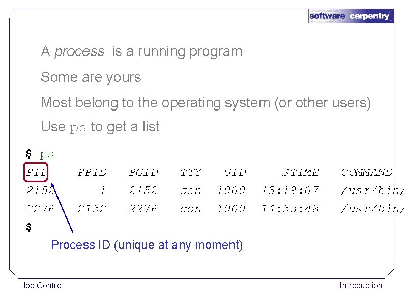 A process is a running program Some are yours Most belong to the operating