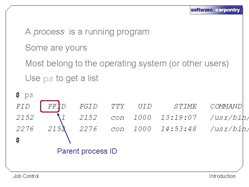 A process is a running program Some are yours Most belong to the operating