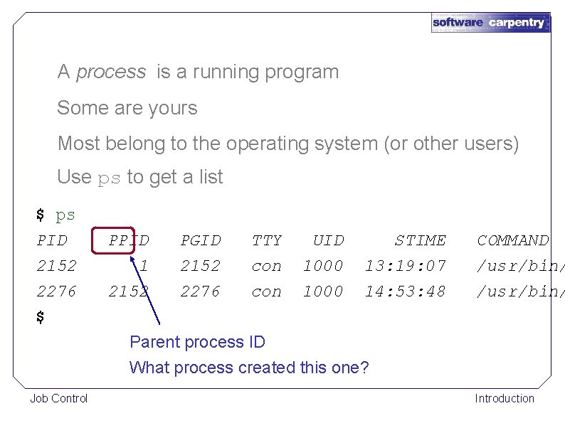 A process is a running program Some are yours Most belong to the operating