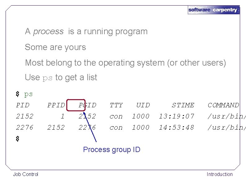 A process is a running program Some are yours Most belong to the operating