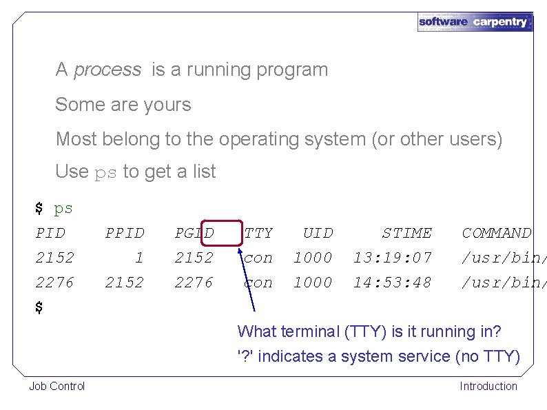 A process is a running program Some are yours Most belong to the operating