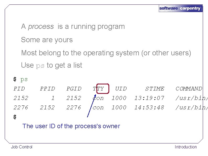 A process is a running program Some are yours Most belong to the operating