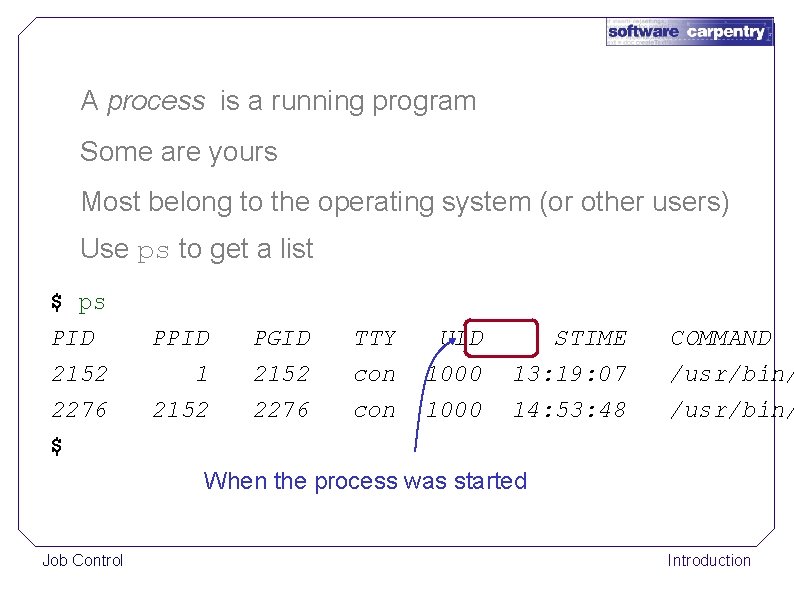 A process is a running program Some are yours Most belong to the operating