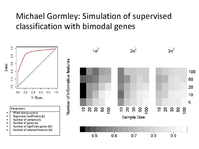 Michael Gormley: Simulation of supervised classification with bimodal genes • • • Parameters Effect