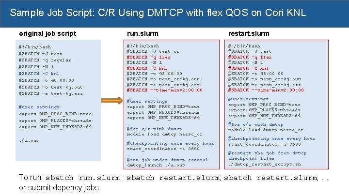 Sample Job Script: C/R Using DMTCP with flex QOS on Cori KNL original job