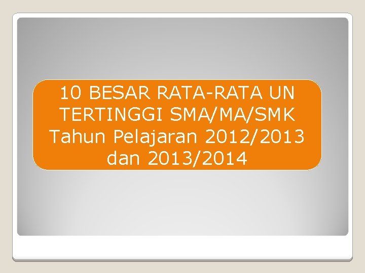 10 BESAR RATA-RATA UN TERTINGGI SMA/MA/SMK Tahun Pelajaran 2012/2013 dan 2013/2014 