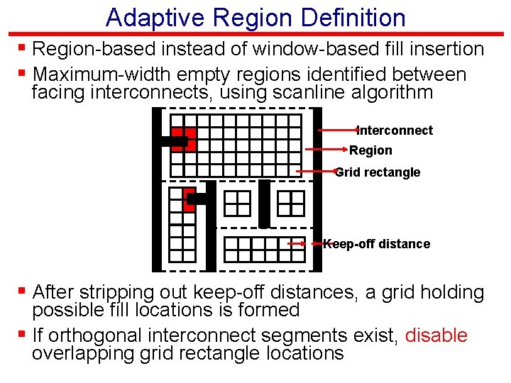 Adaptive Region Definition § Region-based instead of window-based fill insertion § Maximum-width empty regions