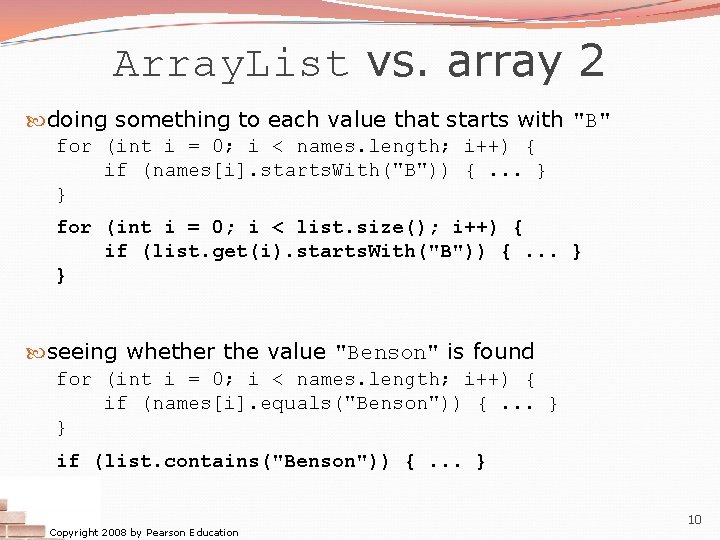 Array. List vs. array 2 doing something to each value that starts with "B"