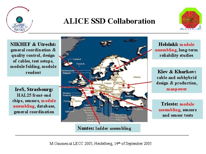 ALICE SSD Collaboration NIKHEF & Utrecht: Helsinki: module general coordination & quality control, design
