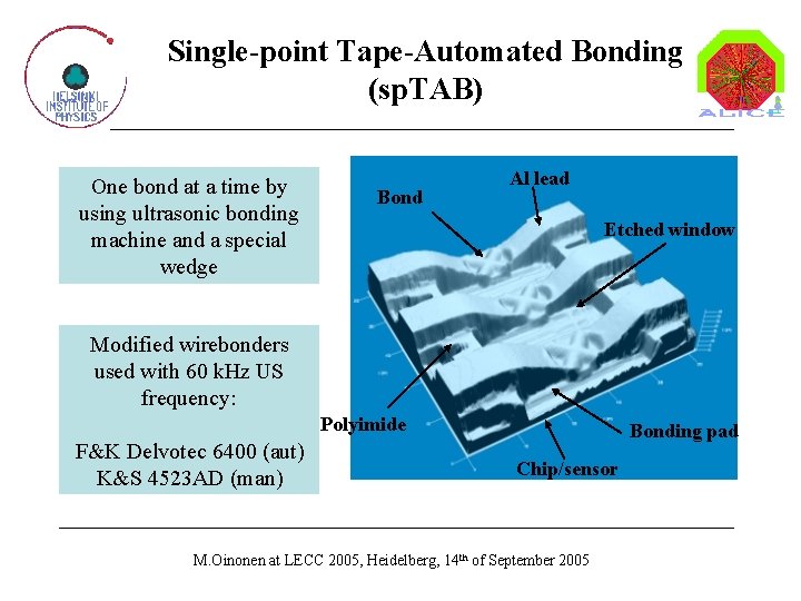 Single-point Tape-Automated Bonding (sp. TAB) One bond at a time by using ultrasonic bonding