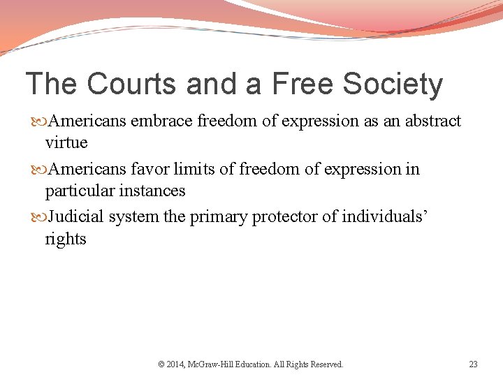 The Courts and a Free Society Americans embrace freedom of expression as an abstract
