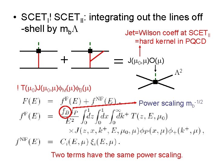  • SCETI! SCETII: integrating out the lines off -shell by mb Jet=Wilson coeff