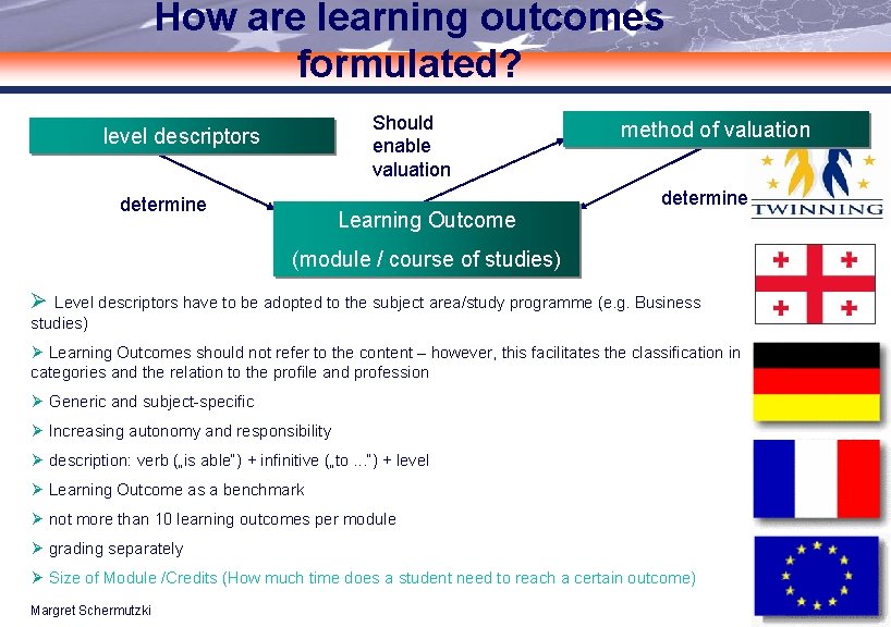How are learning outcomes formulated? Should enable valuation level descriptors determine Learning Outcome method