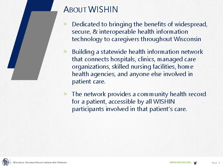 ABOUT WISHIN ˃ Dedicated to bringing the benefits of widespread, secure, & interoperable health