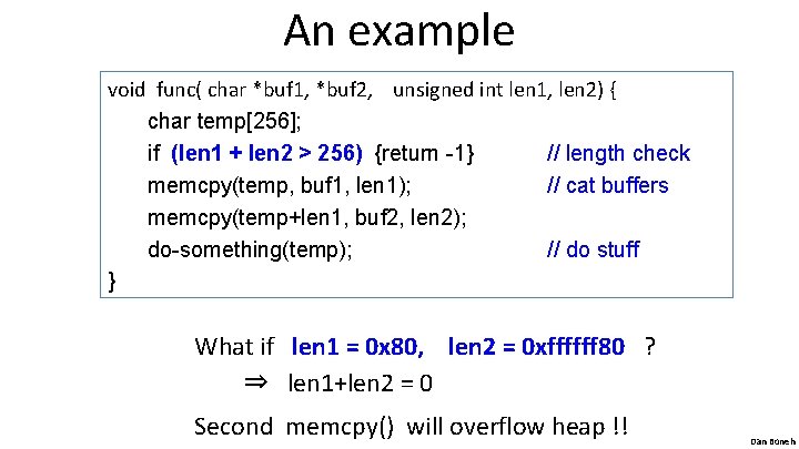 An example void func( char *buf 1, *buf 2, unsigned int len 1, len