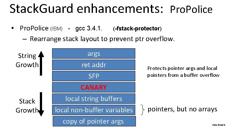 Stack. Guard enhancements: Pro. Police • Pro. Police (IBM) - gcc 3. 4. 1.