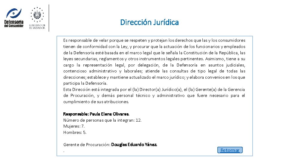 Dirección Jurídica Es responsable de velar porque se respeten y protejan los derechos que