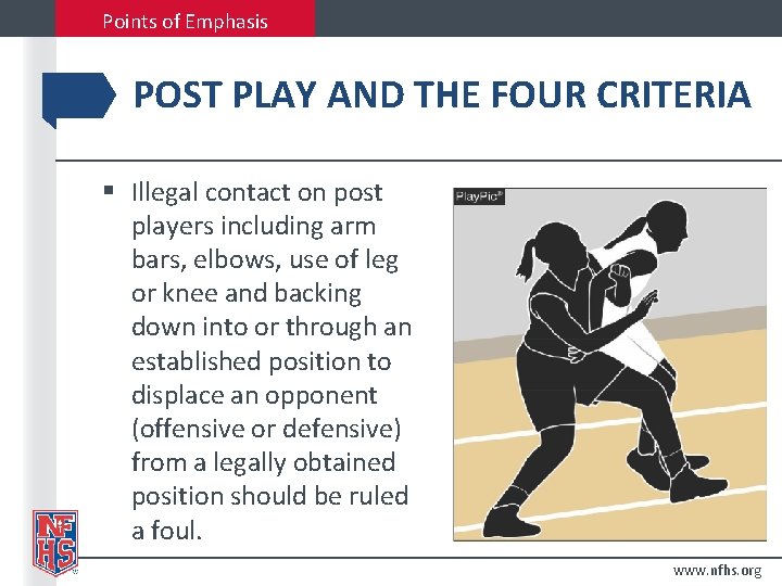 Points of Emphasis POST PLAY AND THE FOUR CRITERIA § Illegal contact on post