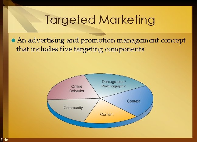 Targeted Marketing l An advertising and promotion management concept that includes five targeting components