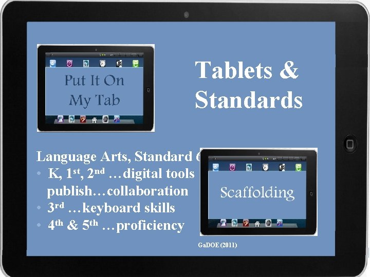 Tablets & Standards Language Arts, Standard 6 • K, 1 st, 2 nd …digital