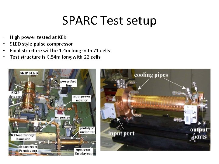 SPARC Test setup • • High power tested at KEK SLED style pulse compressor