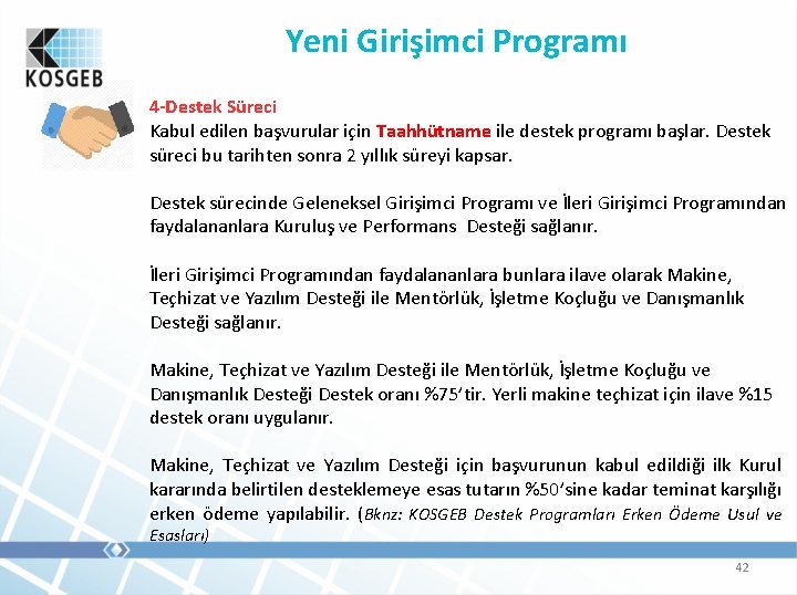 Yeni Girişimci Programı 4 -Destek Süreci Kabul edilen başvurular için Taahhütname ile destek programı