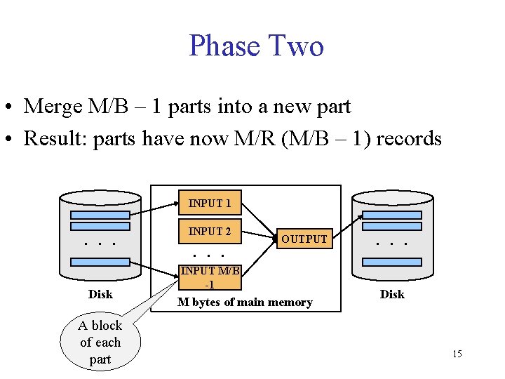 Phase Two • Merge M/B – 1 parts into a new part • Result: